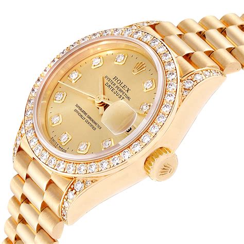 used womens rolex watch with diamonds|ladies 26mm rolex datejust president.